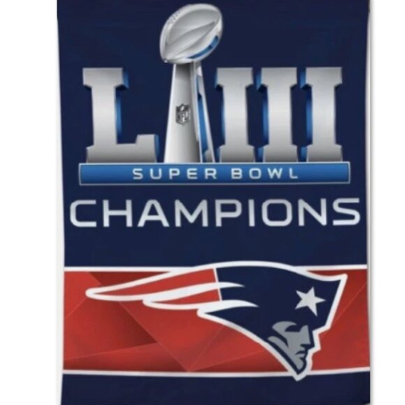 NEW New England Patriots 28x40 Super Bowl LIII Vertical Banner Flag - Picture 1 of 3